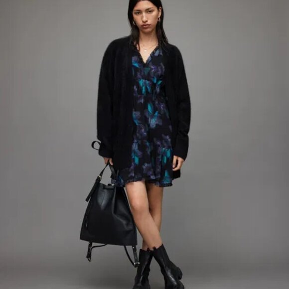 AllSaints Via Ceres butterfly Print Mini Dress - Size 10 - Picture 6 of 10